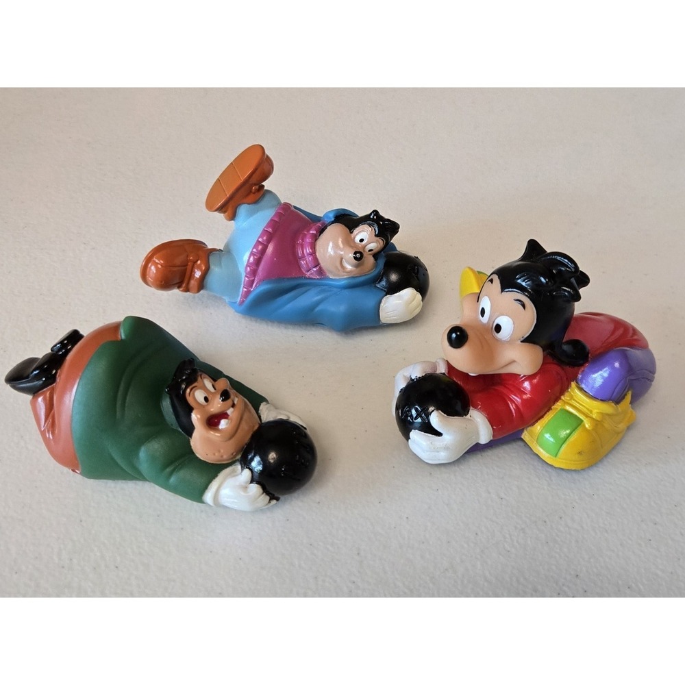 Vintage Disney Goofy Max Pete Bowling Rolling Pull Back Figure Toy Lot